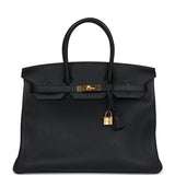 Pre-owned Hermes Birkin 35 Black Togo Gold Hardware