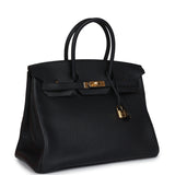 Pre-owned Hermes Birkin 35 Black Togo Gold Hardware