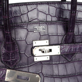 Pre-owned Hermes Birkin 35 Amethyst Matte Niloticus Crocodile Palladium Hardware