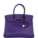 Pre-owned Hermes Birkin 30 Crocus Epsom Palladium Hardware