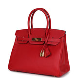 Pre-owned Hermes Birkin 30 Rouge Casaque Epsom Gold Hardware