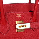 Pre-owned Hermes Birkin 30 Rouge Casaque Epsom Gold Hardware