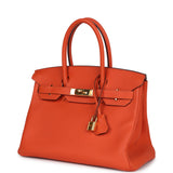 Pre-owned Hermes Birkin 30 Feu Togo Gold Hardware