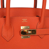 Pre-owned Hermes Birkin 30 Feu Togo Gold Hardware