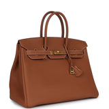 Pre-owned Hermes Birkin 35 Gold Togo Gold Hardware