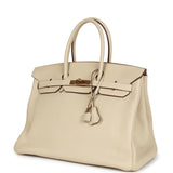 Pre-owned Hermes Birkin 35 Parchemin Clemence Gold Hardware