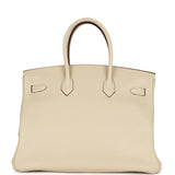 Pre-owned Hermes Birkin 35 Parchemin Clemence Gold Hardware