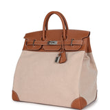 Hermes Birkin HAC 40 Gold Evercolor and Ecru Toile Palladium Hardware