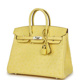 Hermes Birkin 25 Jaune Citron Ostrich Palladium Hardware