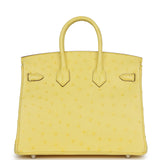 Hermes Birkin 25 Jaune Citron Ostrich Palladium Hardware