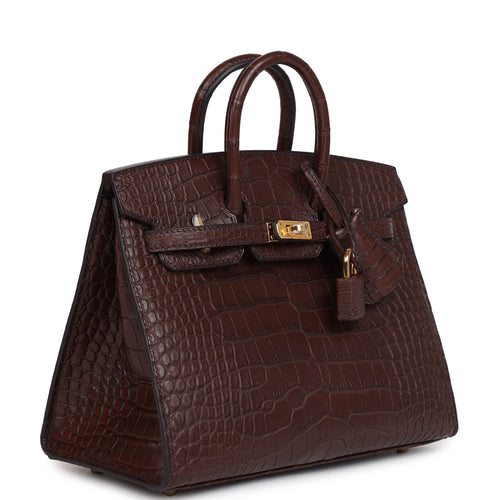 Hermes Birkin Sellier 20 Havane Matte Alligator Gold Hardware