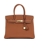 Hermes Birkin 30 Gold Togo Gold Hardware