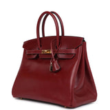 Vintage Hermes Birkin 35 Rouge H Box Gold Hardware