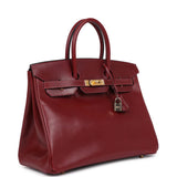 Vintage Hermes Birkin 35 Rouge H Box Gold Hardware