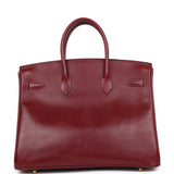 Vintage Hermes Birkin 35 Rouge H Box Gold Hardware