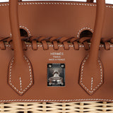 Hermes Picnic Birkin 25 Gold Swift and Stripe Wicker Palladium Hardware