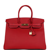 Hermes Birkin 35 Rouge Casaque Epsom Gold Hardware