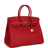 Hermes Birkin 35 Rouge Casaque Epsom Gold Hardware