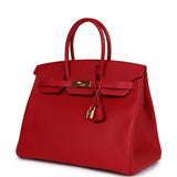 Hermes Birkin 35 Rouge Casaque Epsom Gold Hardware