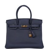 Hermes Birkin 30 Bleu Nuit Togo Gold Hardware