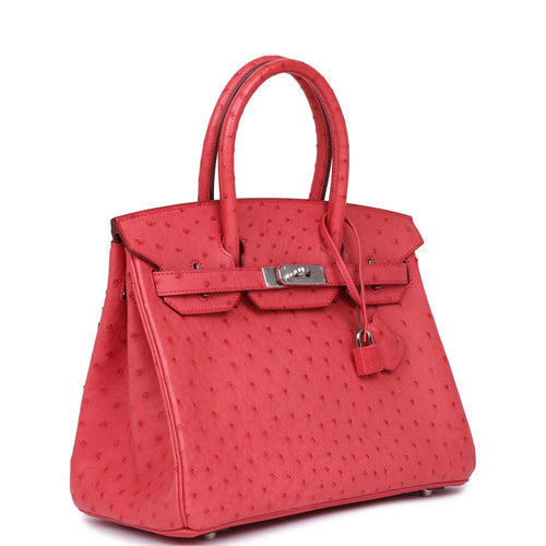 Hermes Birkin 30 Bougainvillea Ostrich Palladium Hardware