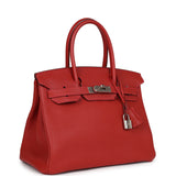 Pre-owned Hermes Birkin 30 Vermillon Togo Palladium Hardware