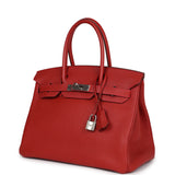 Pre-owned Hermes Birkin 30 Vermillon Togo Palladium Hardware