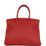 Pre-owned Hermes Birkin 30 Vermillon Togo Palladium Hardware