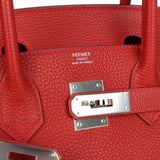 Pre-owned Hermes Birkin 30 Vermillon Togo Palladium Hardware