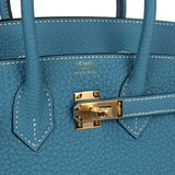 Hermes Birkin 25 Blue Jean Togo Gold Hardware