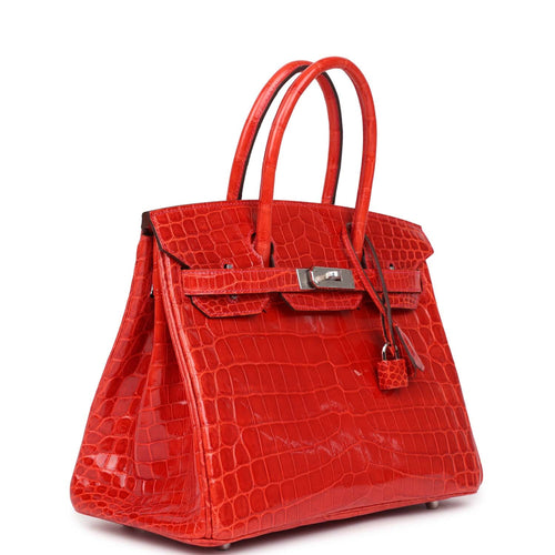 Hermes Birkin 30 Geranium Shiny Niloticus Crocodile Palladium Hardware