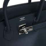 Pre-owned Hermes Birkin 35 Bleu Indigo Vache Trekking Palladium Hardware