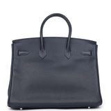 Pre-owned Hermes Birkin 35 Bleu Indigo Vache Trekking Palladium Hardware