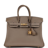 Hermes Birkin 25 Etoupe Swift Gold Hardware