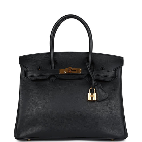 Pre-owned Hermes Birkin 30 Black Epsom Gold Hardware