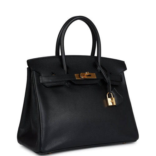 Pre-owned Hermes Birkin 30 Black Epsom Gold Hardware