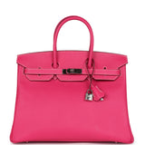 Pre-owned Hermes Birkin 35 Rose Tyrien Epsom Palladium Hardware