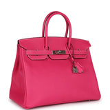 Pre-owned Hermes Birkin 35 Rose Tyrien Epsom Palladium Hardware