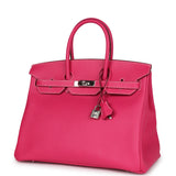 Pre-owned Hermes Birkin 35 Rose Tyrien Epsom Palladium Hardware