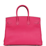 Pre-owned Hermes Birkin 35 Rose Tyrien Epsom Palladium Hardware