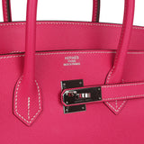 Pre-owned Hermes Birkin 35 Rose Tyrien Epsom Palladium Hardware