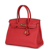 Pre-owned Hermes Birkin 30 Rouge Pivoine Togo Gold Hardware