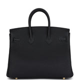 Hermes Birkin 25 Black Togo Gold Hardware