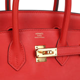 Pre-owned Hermes Birkin 25 Rouge Tomate Swift Gold Hardware