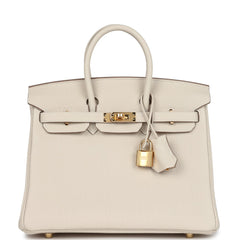 Hermes Birkin 25 Craie Togo Gold Hardware