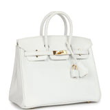 Pre-owned Hermes Birkin 25 White Epsom Gold Hardware