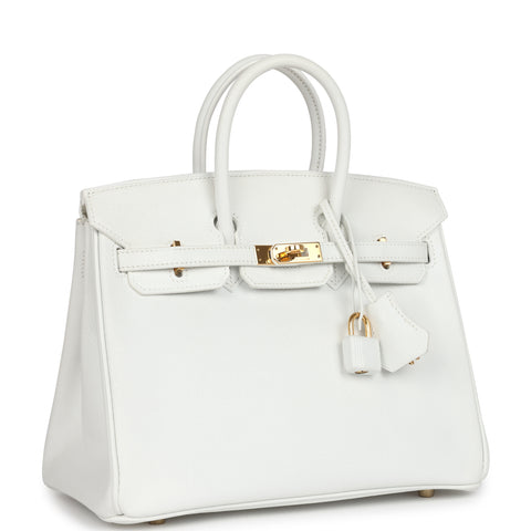 Pre-owned Hermes Birkin 25 White Epsom Gold Hardware