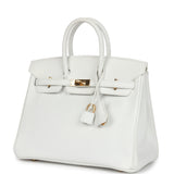 Pre-owned Hermes Birkin 25 White Epsom Gold Hardware