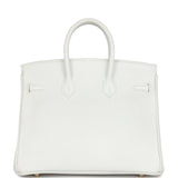 Pre-owned Hermes Birkin 25 White Epsom Gold Hardware