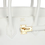 Pre-owned Hermes Birkin 25 White Epsom Gold Hardware